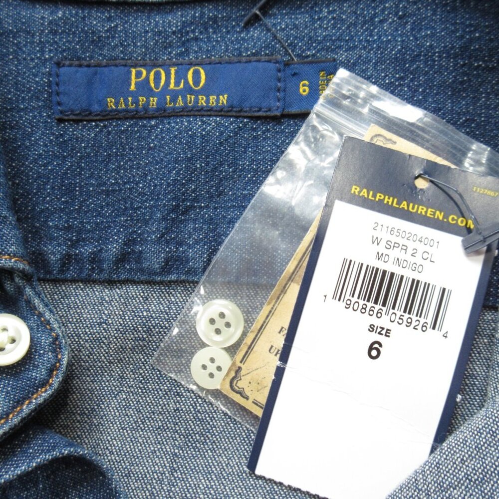 NWT Polo Ralph Lauren Stretch Denim Shirt Dress in Medium Indigo Blue 6 - Picture 5 of 6